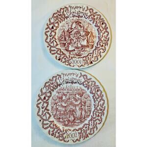Royal Crownford Christmas Plate Set 2001 & 2002